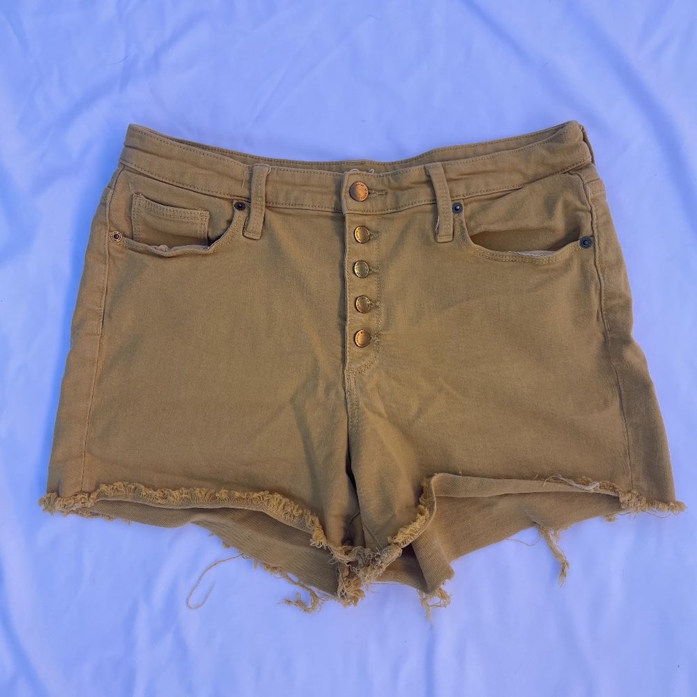 Universal Thread Women's High Rise Button Fly Shorts Mustard Yellow Size 12/31